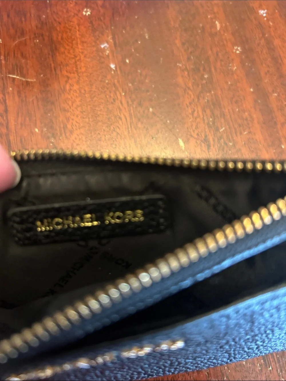 Michael Kors Black Pebbled Leather Wristlet with Gold Accents VGUC